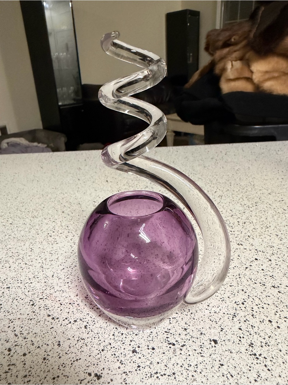 Spiral Signed Art Glass Vase 2013 Signed Dated 6.5”
